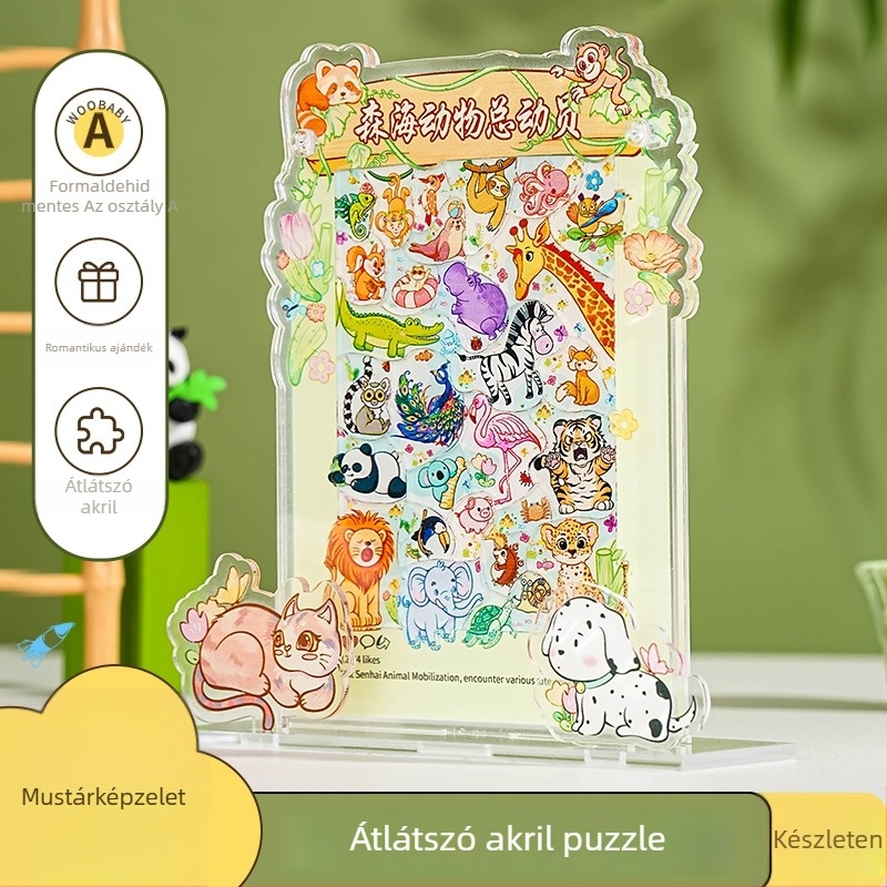 Akrilból készült 3D puzzle állvány – erdei állatok, 14+