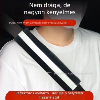 Autós biztonsági öv vállvédő reflexiós anyaggal, poliészter, 70 g, univerzális kiegészítő, nyomtatott logó