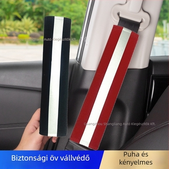 Autós biztonsági öv vállvédő reflexiós anyaggal, poliészter, 70 g, univerzális kiegészítő, nyomtatott logó