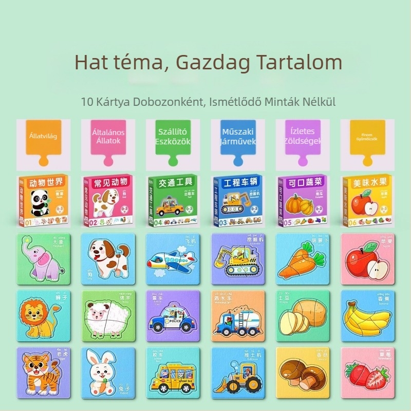 Síkképes puzzle baba- és kisgyermekeknek, gyümölcs- és állatmotívumokkal, oktató korai tanulást segítő játék, többfunkciós (Anyag: Egyéb; Eredet: Kontinentális Kína; Kategória: Síkképes puzzle; Többfunkciós: Igen; Megfelelő kor: 0-3 év)