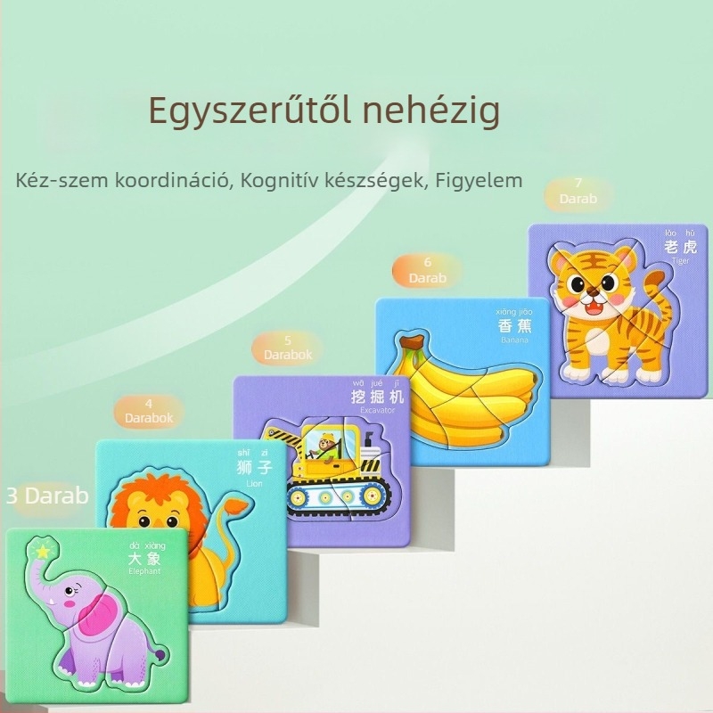Síkképes puzzle baba- és kisgyermekeknek, gyümölcs- és állatmotívumokkal, oktató korai tanulást segítő játék, többfunkciós (Anyag: Egyéb; Eredet: Kontinentális Kína; Kategória: Síkképes puzzle; Többfunkciós: Igen; Megfelelő kor: 0-3 év)