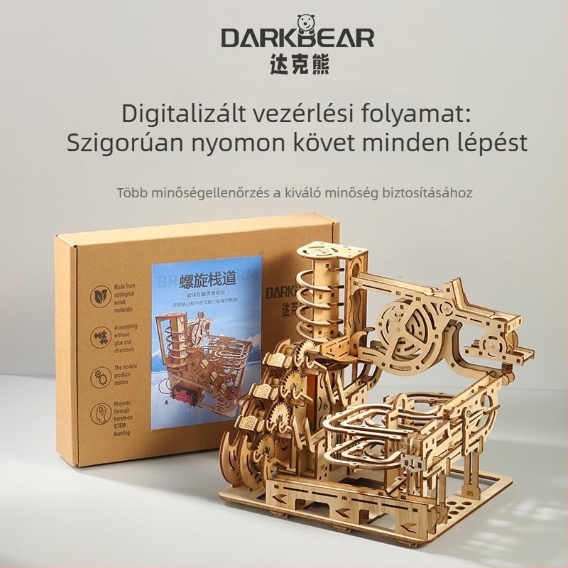 Mechanikus 3D puzzle, faanyagú, DIY készlet, fehér dobozos csomagolás, 14+ éves korosztály számára