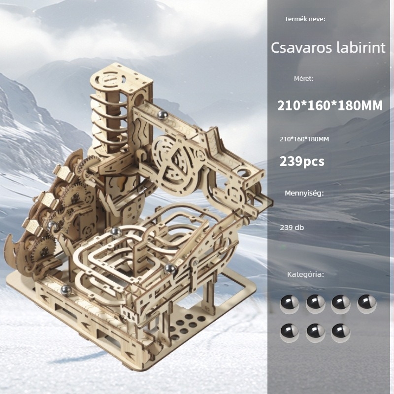 Mechanikus 3D puzzle, faanyagú, DIY készlet, fehér dobozos csomagolás, 14+ éves korosztály számára