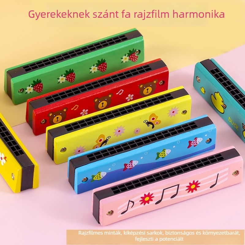 Fa harmonika gyerekeknek, 16 lyukú, kétsoros, oktatási hangszer, Zhejiangban készült, 7–14 éveseknek