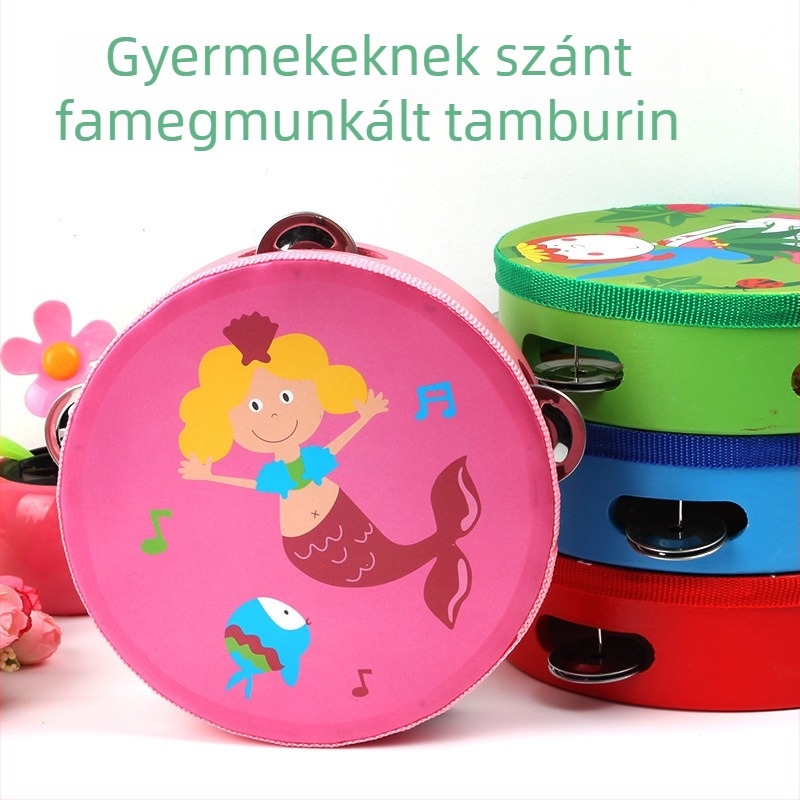 Fából készült kézi dob virágos haranggal dizájn előadásokhoz, 7–14 éveseknek