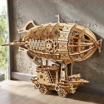 3D fából készült léghajó puzzle — mechanikus átviteli rendszerrel, DIY és testreszabható modell, 14 éves kortól
