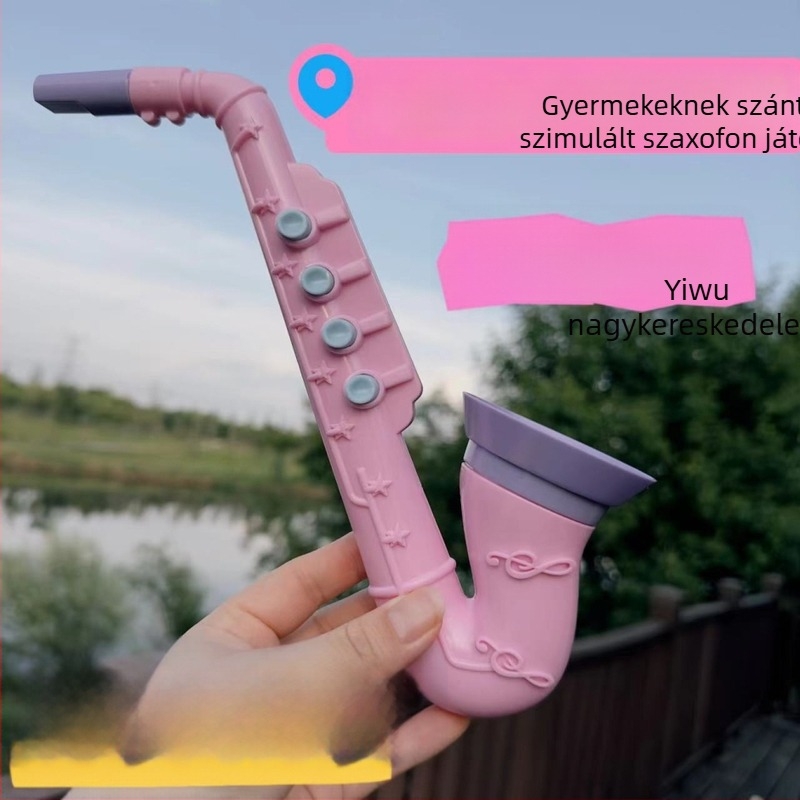 Műanyagból készült gyerekeknek szánt szélfúvó hangszer, saxofon/recorder stílusú játék, 4–6 éveseknek, fejleszti a fogást és a hallást.