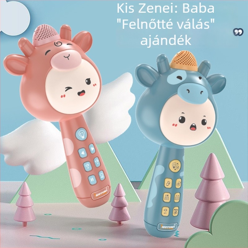 Gyerekeknek szóló karaoké mikrofon játék, integrált mikrofonnal, műanyag test, 0–3 éveseknek, dobozos csomagolás, 3C tanúsítva