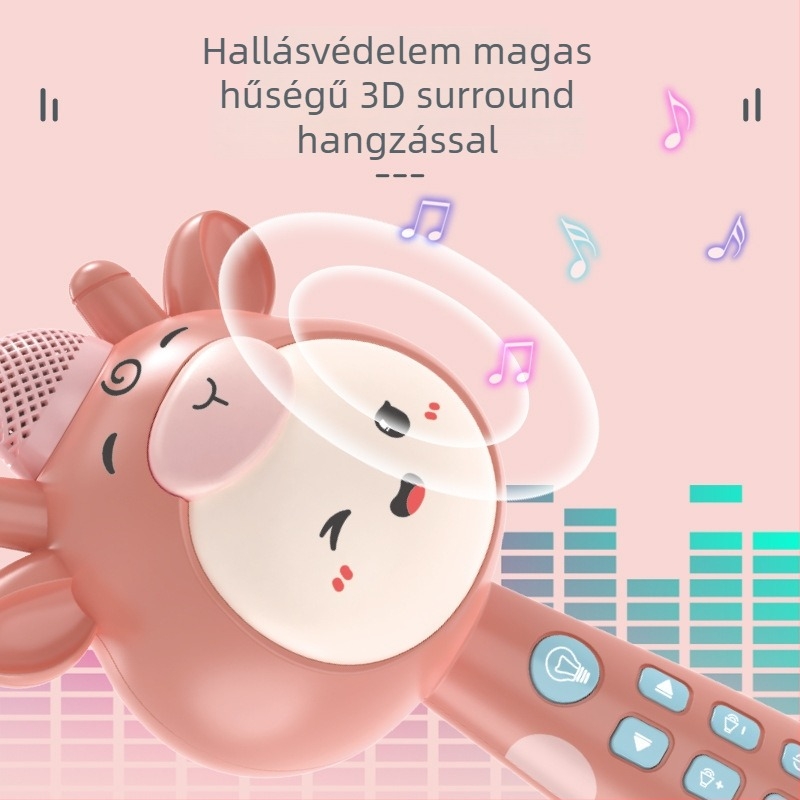 Gyerekeknek szóló karaoké mikrofon játék, integrált mikrofonnal, műanyag test, 0–3 éveseknek, dobozos csomagolás, 3C tanúsítva