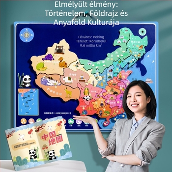 Kínai 3D mágneses térkép puzzle gyerekeknek hanggal, EVA anyagból, kétoldalas, 4–6 éveseknek