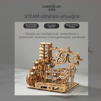 Fa mechanikus 3D puzzle DIY készlet fehér dobozos csomagolással, 7–14 éveseknek