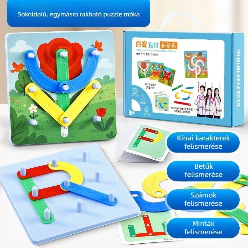 Montessori-stílusú formakészítő játék gyerekeknek, oktató kirakós 2-6 éveseknek