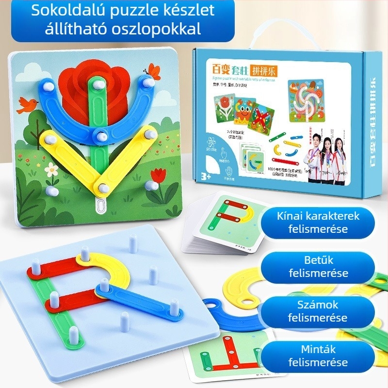 Montessori-stílusú formakészítő játék gyerekeknek, oktató kirakós 2-6 éveseknek