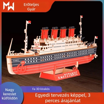 3D faanyagú puzzle, Titanic forma, DIY testreszabás, OEM logó, 14+ korosztály