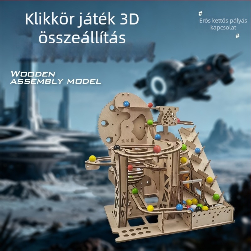 3D fa puzzle DIY összeszerelés, trackball sorozat, közepes nehézség, 14+ éveseknek