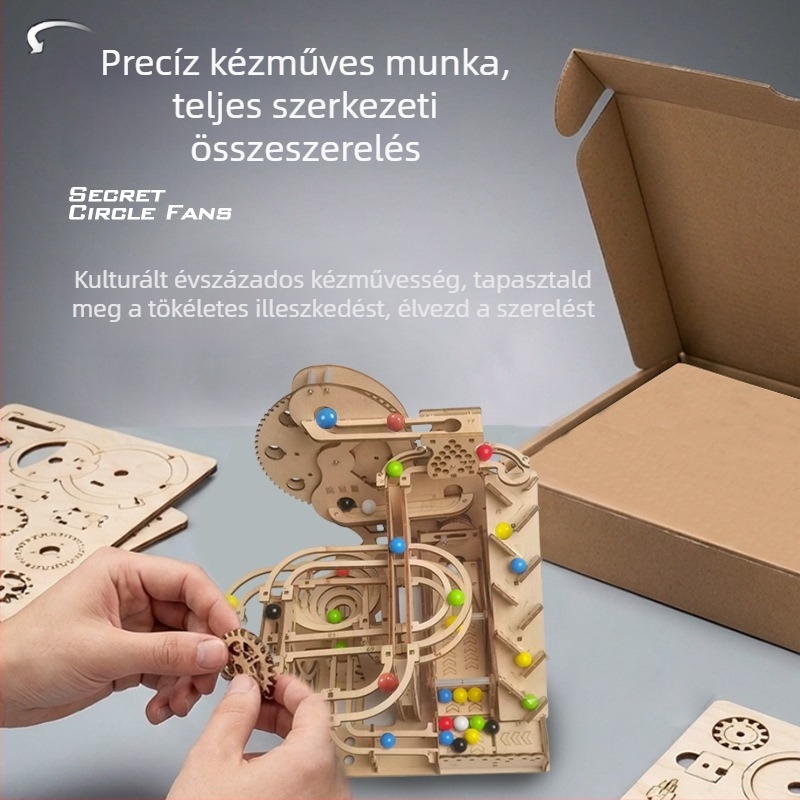 3D fa puzzle DIY összeszerelés, trackball sorozat, közepes nehézség, 14+ éveseknek