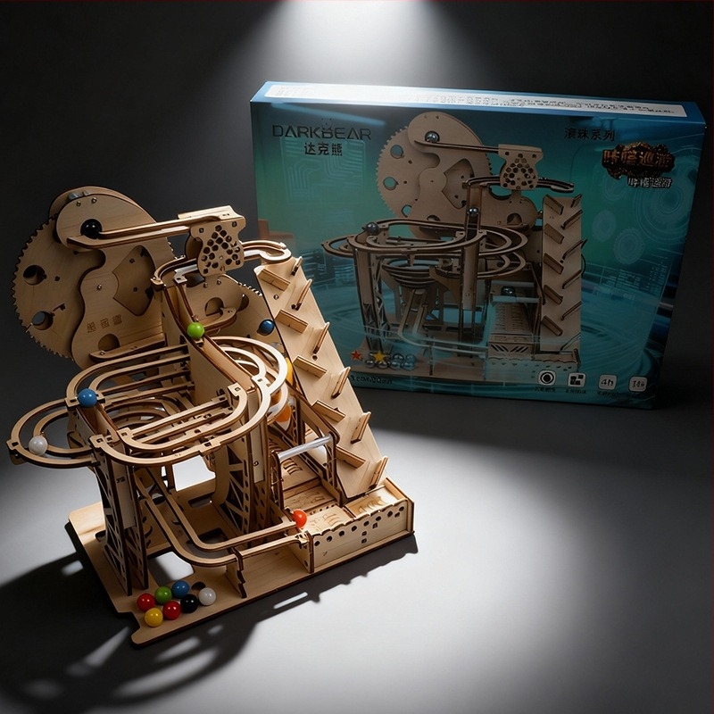 3D fa puzzle DIY összeszerelés, trackball sorozat, közepes nehézség, 14+ éveseknek