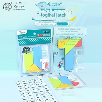 Mágneses tangram puzzle, sík puzzle, műanyagból, 7–14 éveseknek, barkácsolható