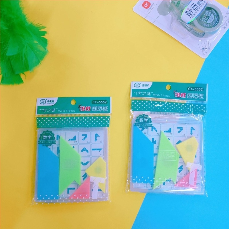 Mágneses tangram puzzle, sík puzzle, műanyagból, 7–14 éveseknek, barkácsolható
