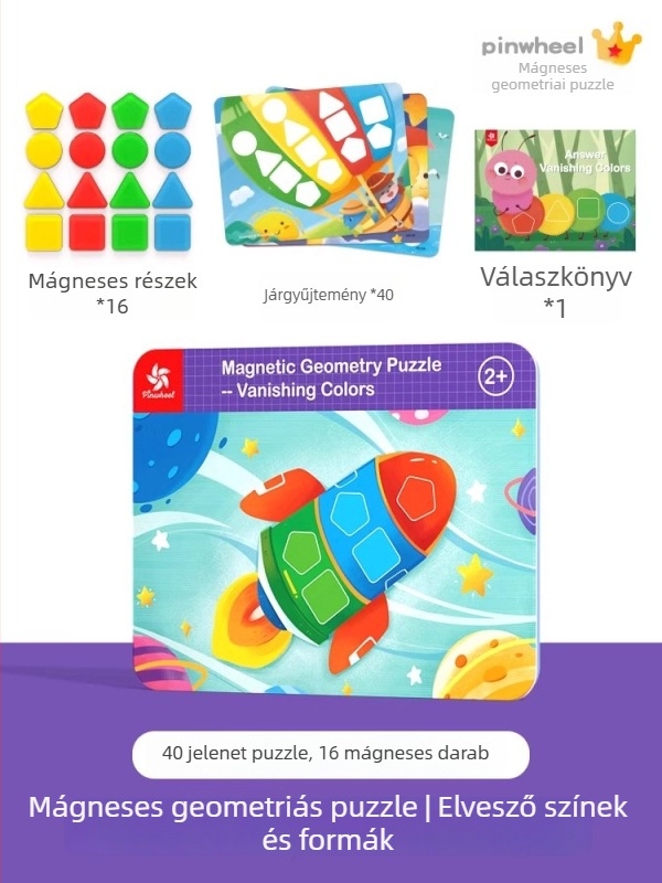 Pinwheel 3D puzzle kristály-mágnes és papír elemekkel, vas dobozban, 0–3 éveseknek