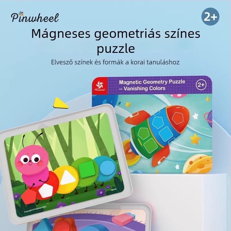 Pinwheel 3D puzzle kristály-mágnes és papír elemekkel, vas dobozban, 0–3 éveseknek