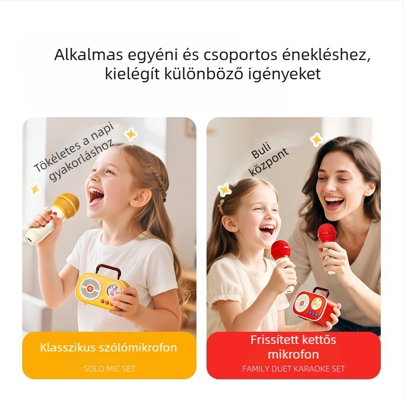 Gyermekeknek Bluetooth karaokemikrofon beépített hangfallal, műanyag test, uniszex, 4-6 évesek számára