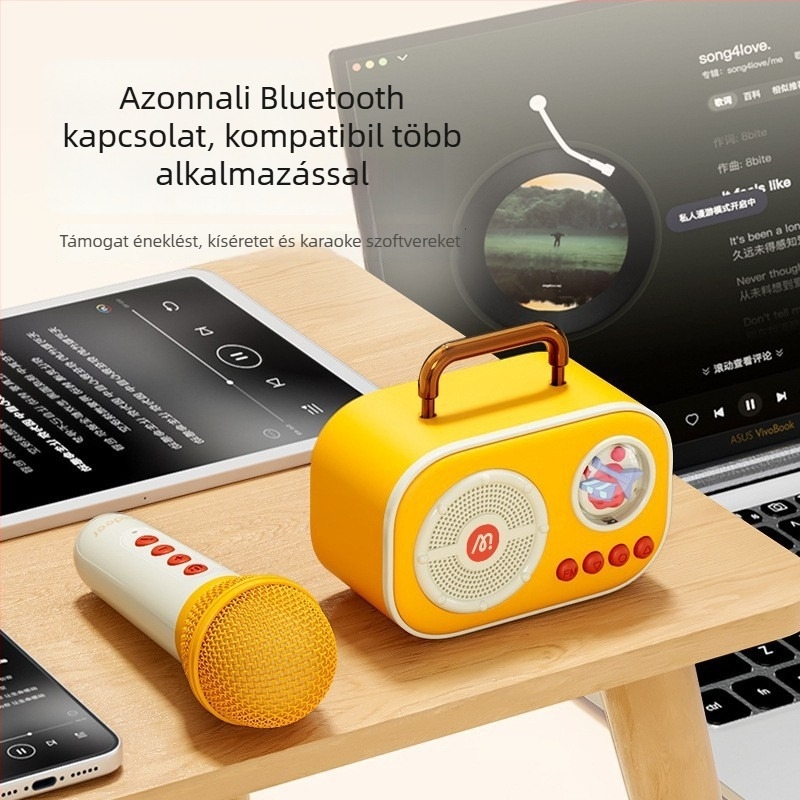 Gyermekeknek Bluetooth karaokemikrofon beépített hangfallal, műanyag test, uniszex, 4-6 évesek számára