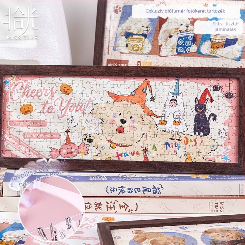 Fotókeretes puzzle ajándékdobozban, 207 darab, papíralapanyag, DIY-barát, testreszabható rajzok