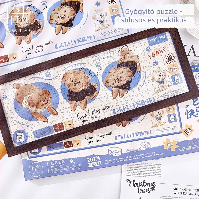Fotókeretes puzzle ajándékdobozban, 207 darab, papíralapanyag, DIY-barát, testreszabható rajzok