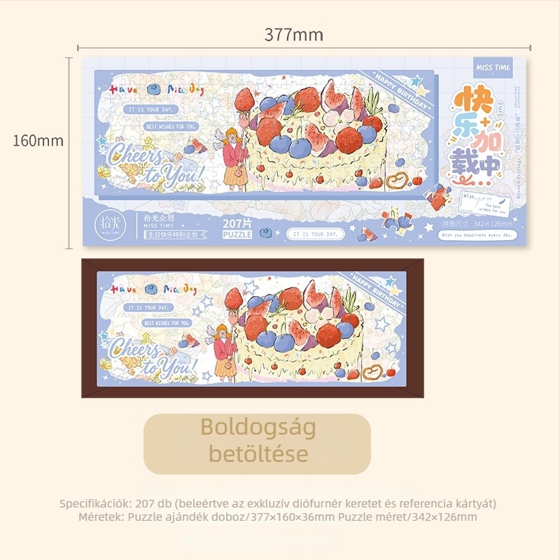 Fotókeretes puzzle ajándékdobozban, 207 darab, papíralapanyag, DIY-barát, testreszabható rajzok