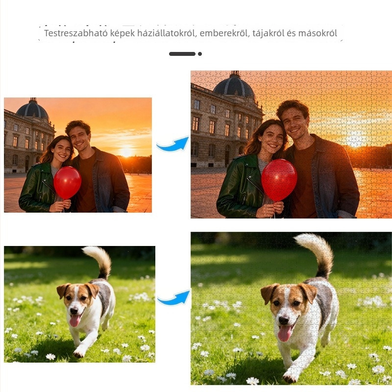 Lapos puzzle 1000 darab, fénykép és logó testreszabás, papír alapú anyag, testreszabott rajzok, 7–14 éveseknek (1000 darab; fénykép és logó testreszabás; papír alapú anyag; testreszabott rajzok; 7–14 évesek)