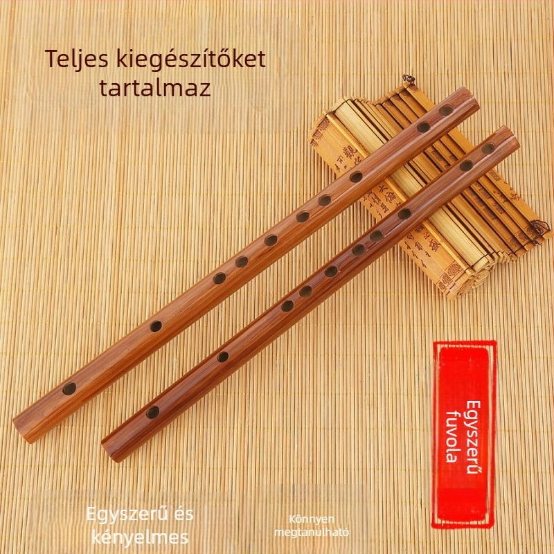 Kezdő bambusz furulya, oldalsó furulya, ősi stílus, modell 200, hangjegyek C D E F G, márka MUTONG/shepherd boy, flanel táska