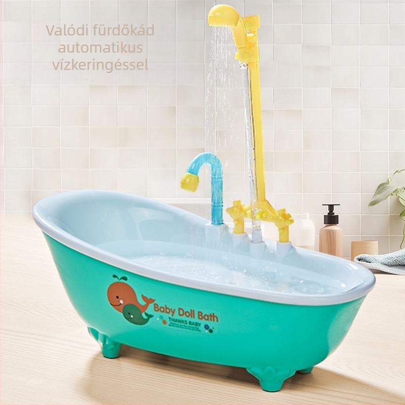 Papagáj fürdető játék elektromos vízkiáramlással, műanyag imitatív fürdőszoba bútordarab gyerekeknek 4–6 évesek
