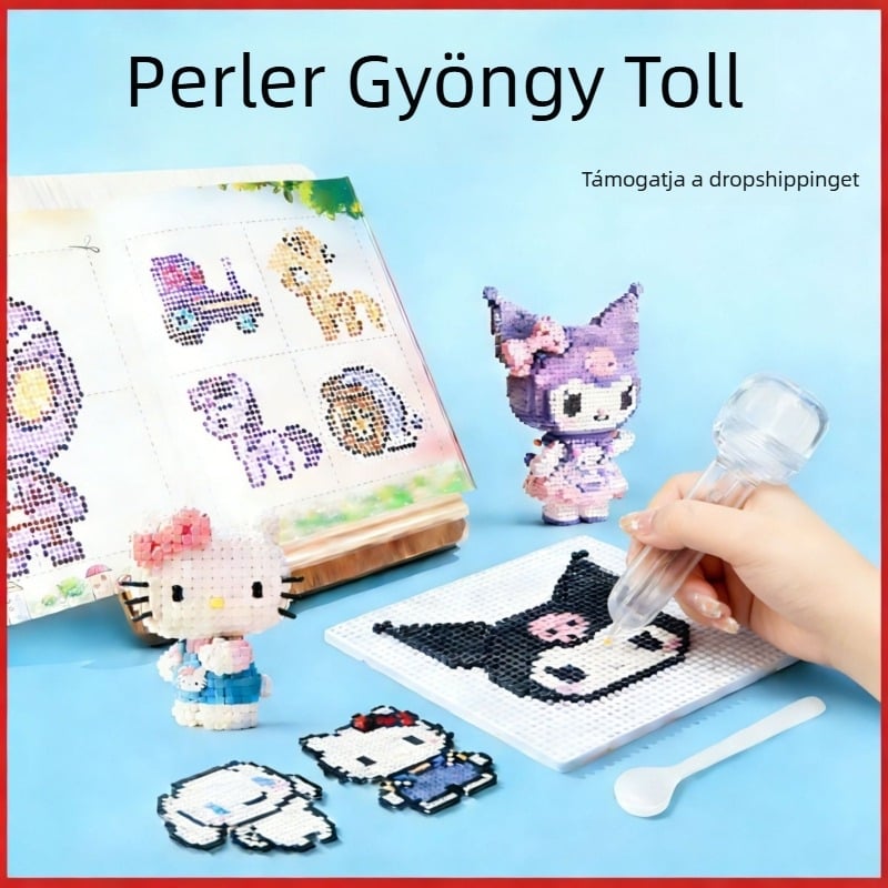 Műanyag DIY gyöngy készlet 3D puzzle tábla – kezdőbarát, 7–14 éveseknek