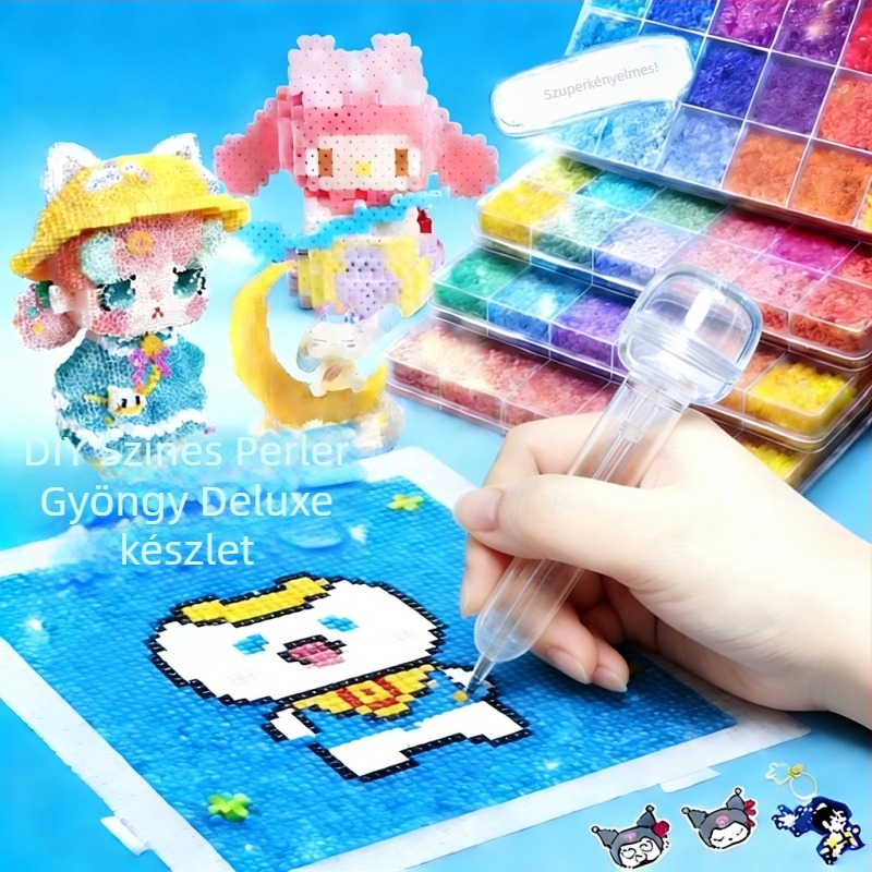 Műanyag DIY gyöngy készlet 3D puzzle tábla – kezdőbarát, 7–14 éveseknek