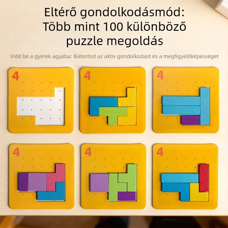 Fából készített háromdimenziós puzzle társasjáték 4–6 éves gyermekeknek