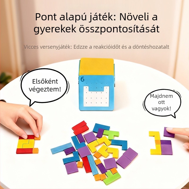 Fából készített háromdimenziós puzzle társasjáték 4–6 éves gyermekeknek