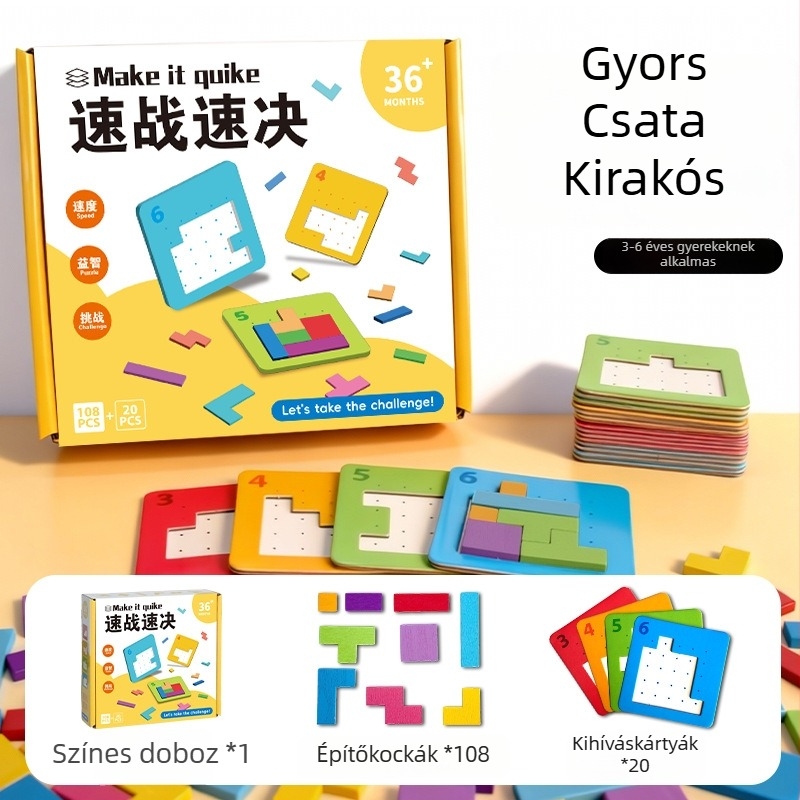 Fából készített háromdimenziós puzzle társasjáték 4–6 éves gyermekeknek