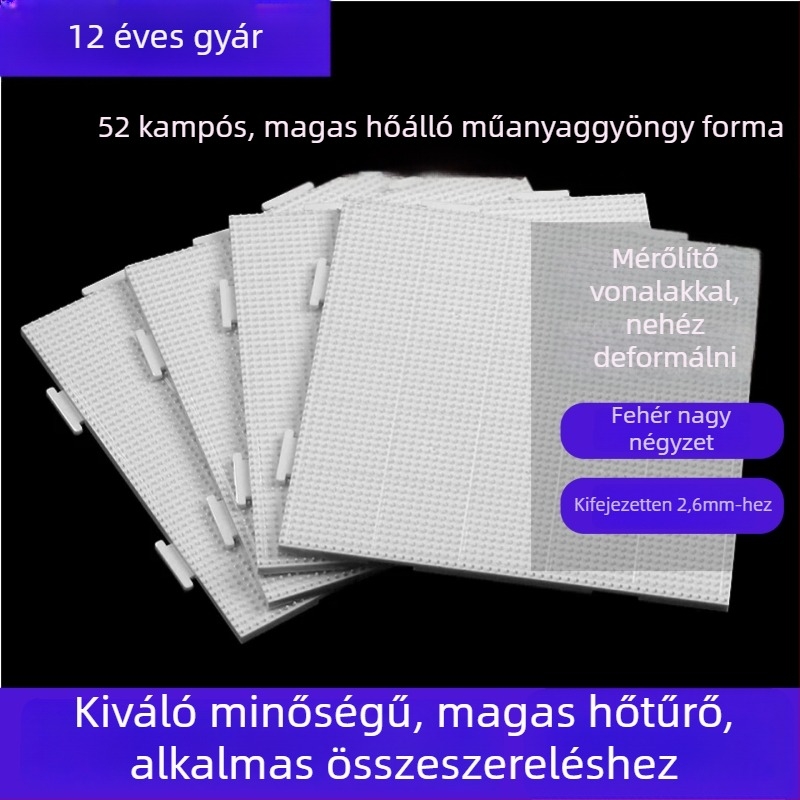 Gyöngyfűző sablon – Nagy négyzet alakú, 52 szeg, gravírozott vonalakkal, hőálló gyöngydeszka