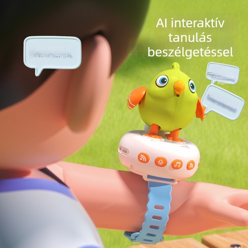 Okos AI beszélő karóra oktató játék gyerekeknek 4–6 éveseknek: dialógus, beszédfelismerés, érintésérzékelő és felvétel (memória nélkül)