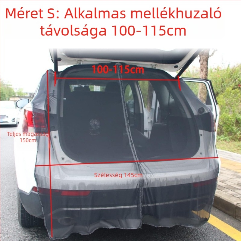 Autó hátsó ajtó szúnyogháló mágneses hálóval – szellőző, átlátszó háló, akasztós kialakítás, általános kompatibilitás, testreszabás elérhető