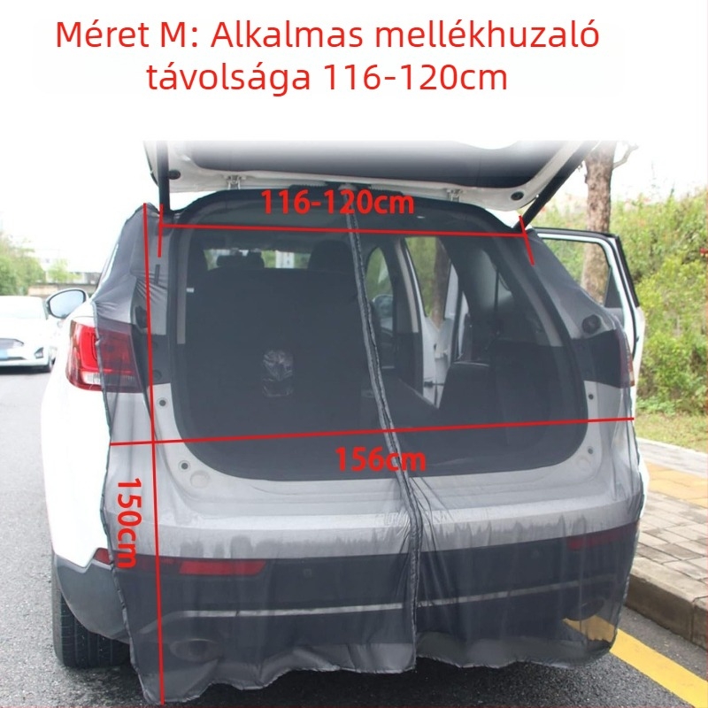 Autó hátsó ajtó szúnyogháló mágneses hálóval – szellőző, átlátszó háló, akasztós kialakítás, általános kompatibilitás, testreszabás elérhető