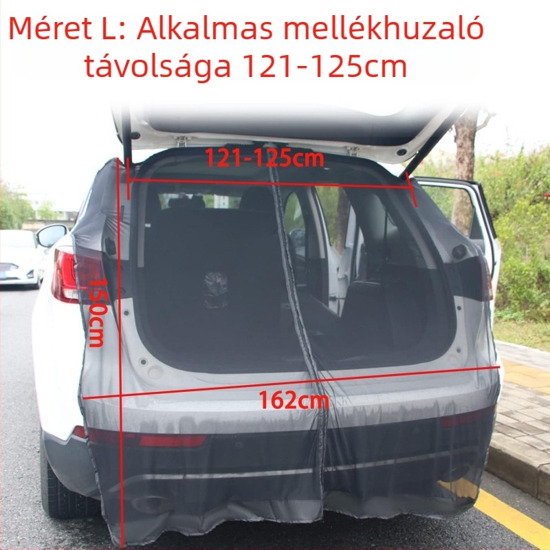 Autó hátsó ajtó szúnyogháló mágneses hálóval – szellőző, átlátszó háló, akasztós kialakítás, általános kompatibilitás, testreszabás elérhető