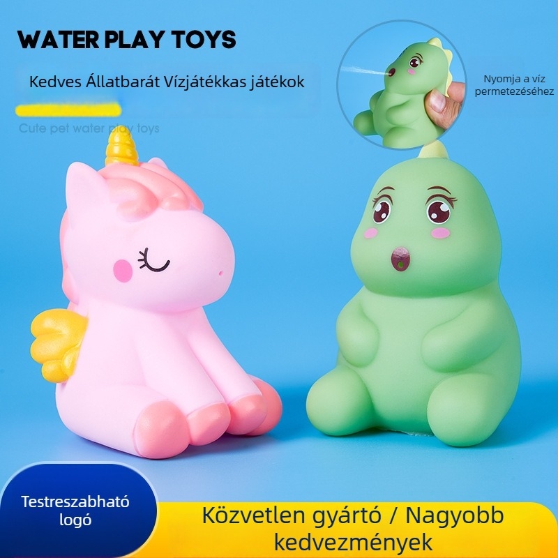 Vinil egyszarvú fürdőjáték babáknak, nyomható és sípoló vízijáték 0–3 éveseknek