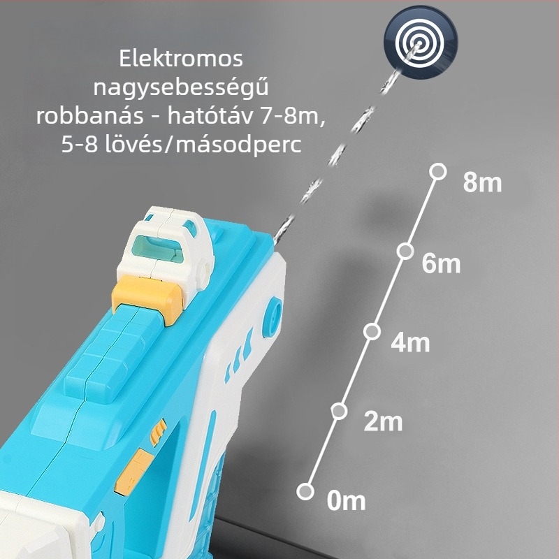 Elektromos vízipisztoly nagy nyomással gyerekeknek 4-6 évesek, műanyag kivitel