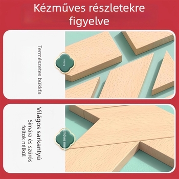 Bükkfa Tangram kirakó — oktatási fa játék 15–35 éveseknek, fejlett nehézség, DIY lehetőség