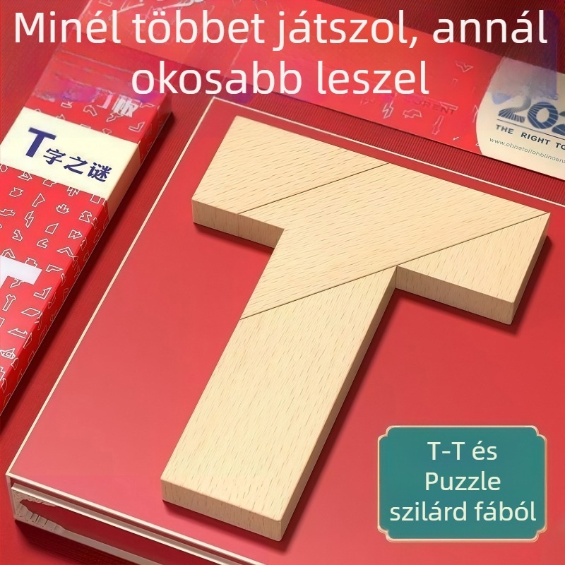 Bükkfa Tangram kirakó — oktatási fa játék 15–35 éveseknek, fejlett nehézség, DIY lehetőség