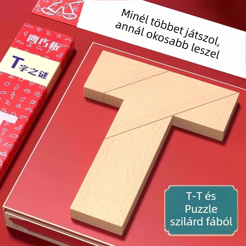 Bükkfa Tangram kirakó — oktatási fa játék 15–35 éveseknek, fejlett nehézség, DIY lehetőség