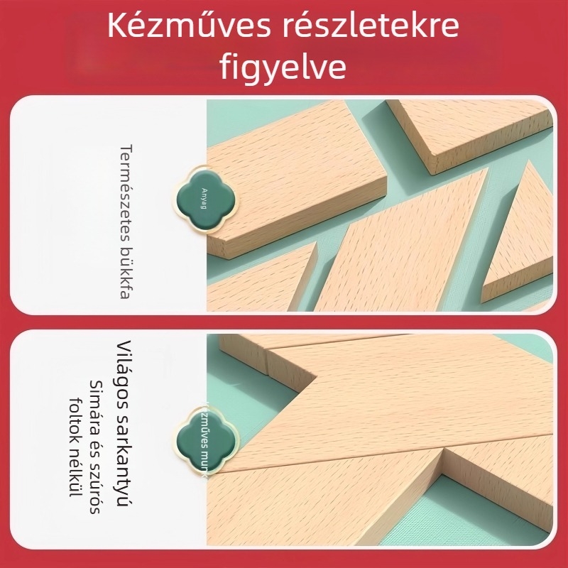 Bükkfa Tangram kirakó — oktatási fa játék 15–35 éveseknek, fejlett nehézség, DIY lehetőség