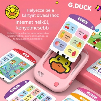 Nyelvi, matematikai és angol nyelvű oktató gép, 1–2 GB memóriával, újratölthető, zene/hang funkciókkal, lítium akkumulátorral, 4–6 éves gyermekek számára